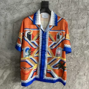 Casablanca Silk-Feel Printed Short Sleeve Shirt