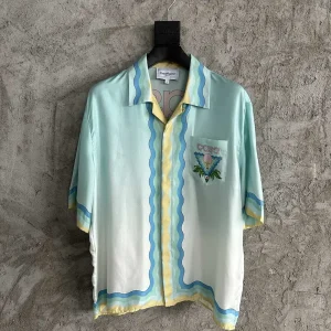 Casablanca Silk-Feel Printed Short Sleeve Shirt