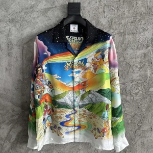 Casablanca Silk-Feel Printed Long Sleeve Shirt