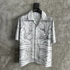 Casablanca Silk-Feel Printed Short Sleeve Shirt