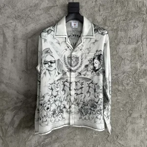 Casablanca Silk-Feel Printed Long Sleeve Shirt