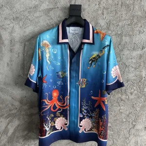 Casablanca Silk-Feel Printed Short Sleeve Shirt