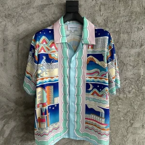 Casablanca Silk-Feel Printed Short Sleeve Shirt