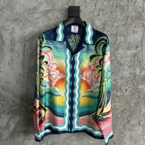 Casablanca Silk-Feel Printed Long Sleeve Shirt