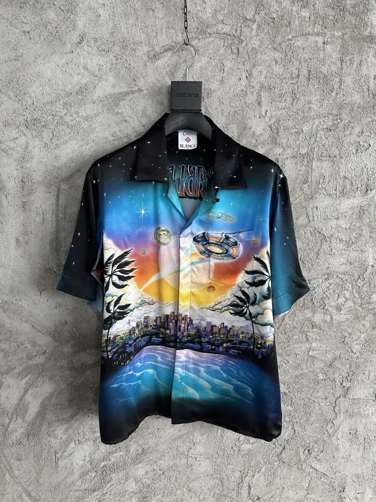 Silk-Feel Printed Short Sleeve Shirt