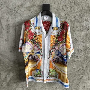 Casablanca Silk-Feel Printed Short Sleeve Shirt