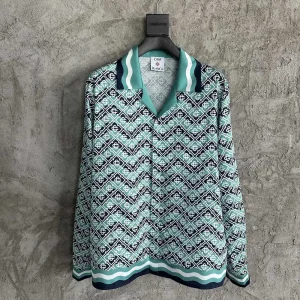 Casablanca Silk-Feel Printed Long Sleeve Shirt