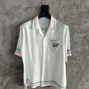 Casablanca Silk-Feel Printed Short Sleeve Shirt