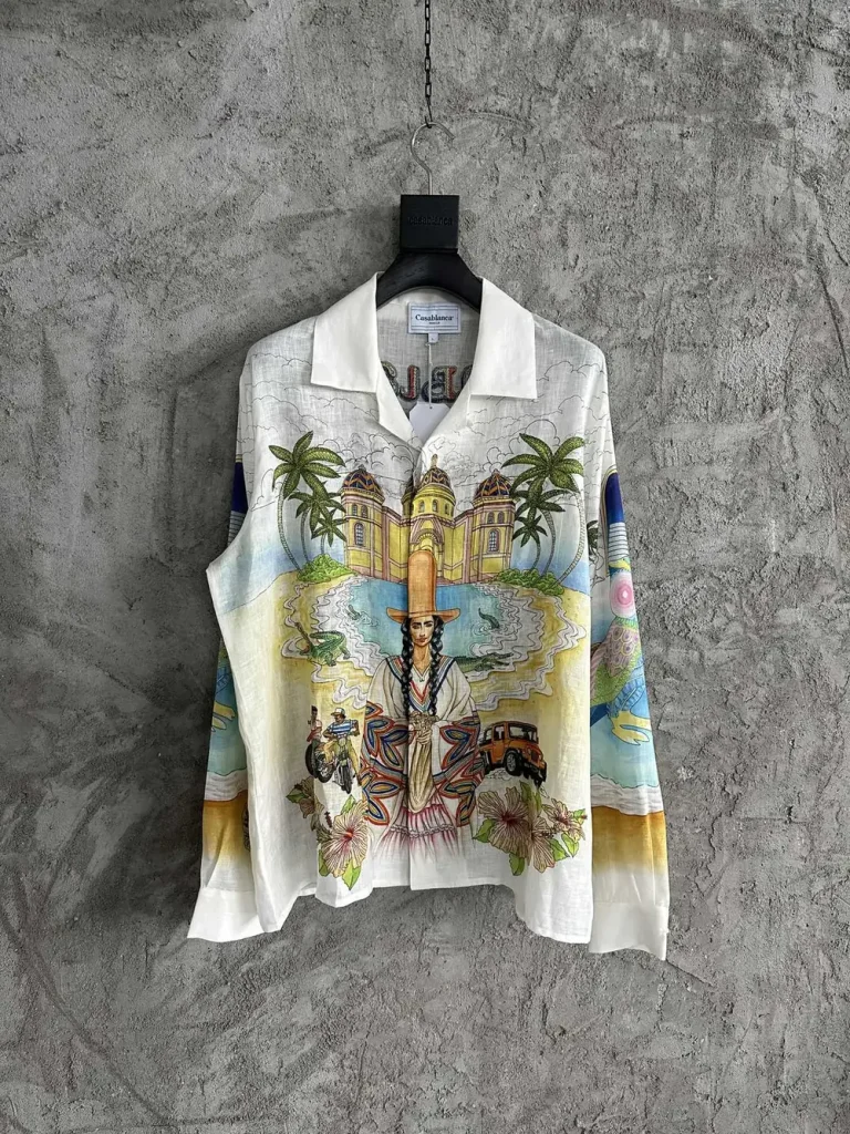 Casablanca 2024SS Linen Blend Printed Long Sleeve Shirt #0026