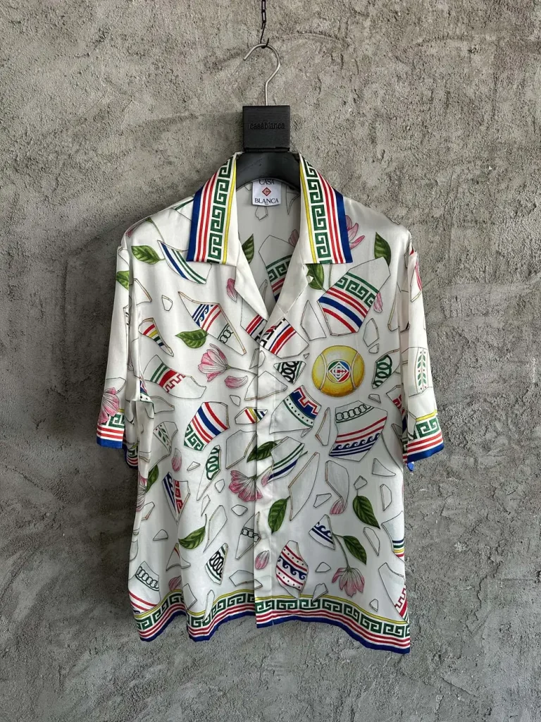 Silk-Feel Printed Short Sleeve Shirt