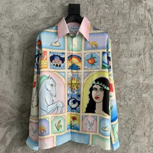 Casablanca Silk-Feel Printed Long Sleeve Shirt