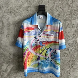 Casablanca Silk-Feel Printed Short Sleeve Shirt