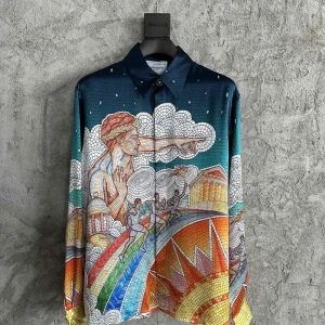 Casablanca Silk-Feel Printed Long Sleeve Shirt