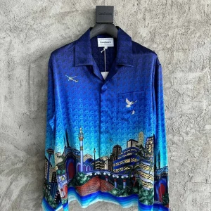 Casablanca Silk-Feel Printed Long Sleeve Shirt