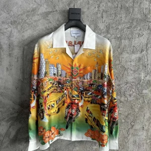 Casablanca Silk-Feel Printed Long Sleeve Shirt