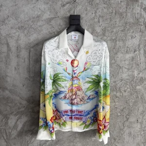 Casablanca Silk-Feel Printed Long Sleeve Shirt