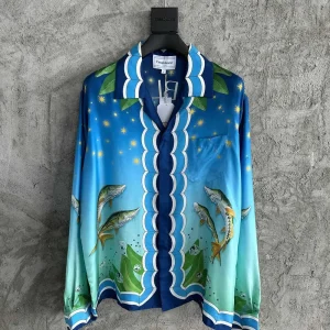 Casablanca Silk-Feel Printed Long Sleeve Shirt