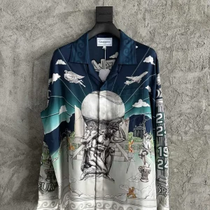 Casablanca Silk-Feel Printed Long Sleeve Shirt