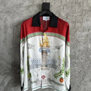 Casablanca Cotton-Feel Printed Long Sleeve Shirt