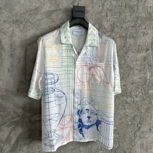 Casablanca Silk-Feel Printed Short Sleeve Shirt