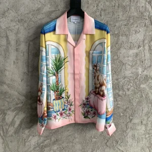 Casablanca Silk-Feel Printed Long Sleeve Shirt