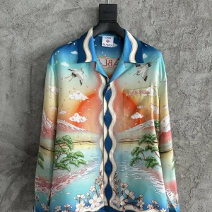 Casablanca Silk-Feel Printed Long Sleeve Shirt