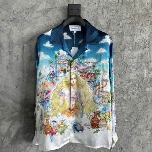 Casablanca Silk-Feel Printed Long Sleeve Shirt