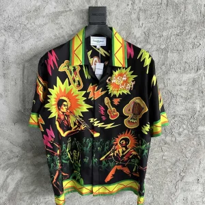 Casablanca Silk-Feel Printed Short Sleeve Shirt