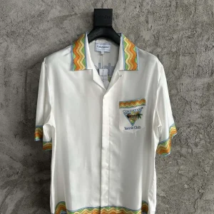 Casablanca Silk-Feel Printed Short Sleeve Shirt
