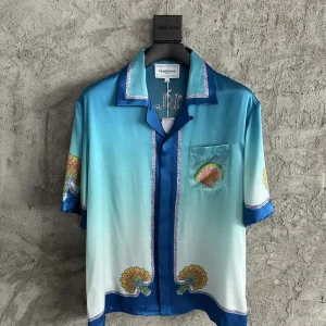 Casablanca Silk-Feel Printed Short Sleeve Shirt