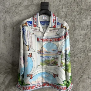 Casablanca Silk-Feel Printed Long Sleeve Shirt