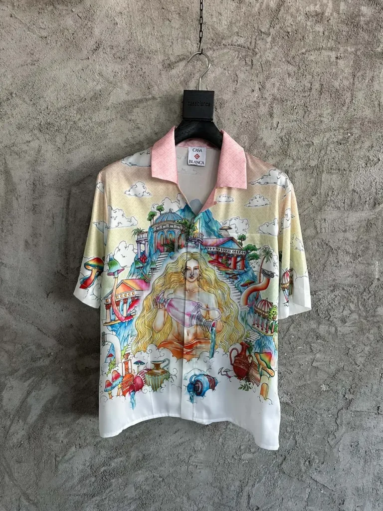 Silk-Feel Printed Short Sleeve Shirt