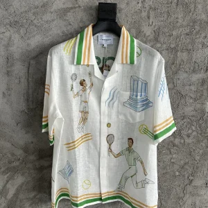 Casablanca Linen-Feel Printed Short Sleeve Shirt