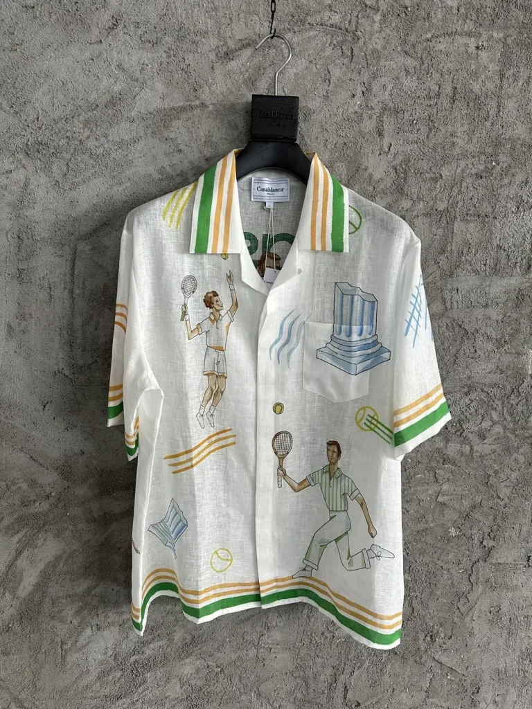 Casablanca 2024SS Linen Blend Printed Short Sleeve Shirt #0181