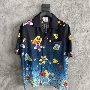 Casablanca Silk-Feel Printed Short Sleeve Shirt