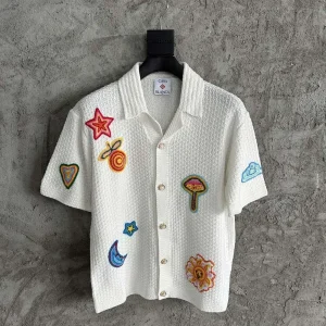 Casablanca Cotton-Feel Printed Knit Shirt