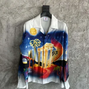 Casablanca Silk-Feel Printed Long Sleeve Shirt