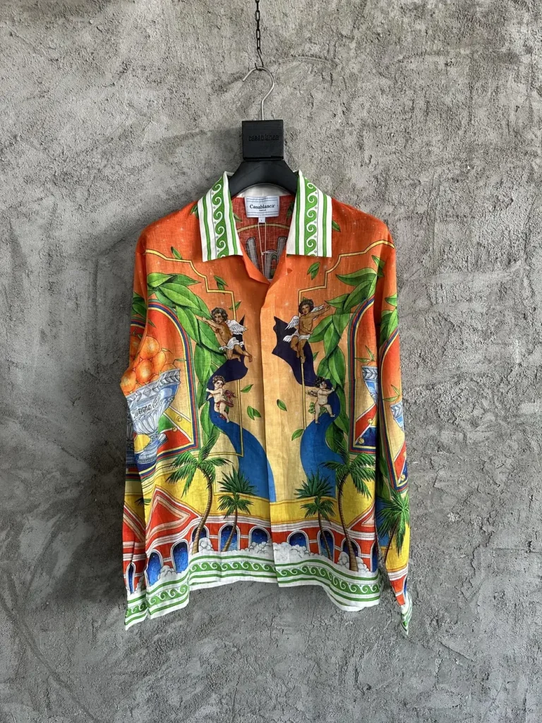 Casablanca 2024SS Linen Blend Printed Long Sleeve Shirt #0353