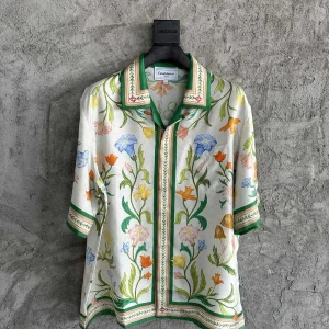 Casablanca Silk-Feel Printed Short Sleeve Shirt