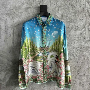 Casablanca Silk-Feel Printed Long Sleeve Shirt