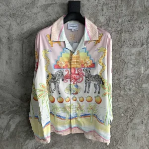 Casablanca Cotton-Feel Printed Long Sleeve Shirt