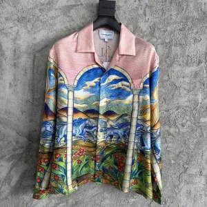 Casablanca Silk-Feel Printed Long Sleeve Shirt