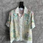 Linen-Feel Printed Short Sleeve Shirt