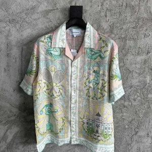 Casablanca Linen-Feel Printed Short Sleeve Shirt