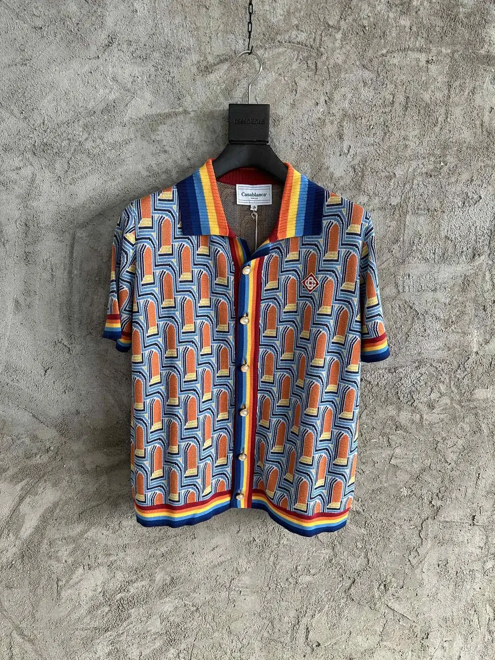 Casablanca Cotton-Feel Printed Knit Shirt