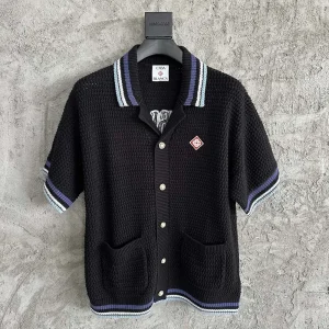 Casablanca Cotton-Feel Embroidered Knit Shirt