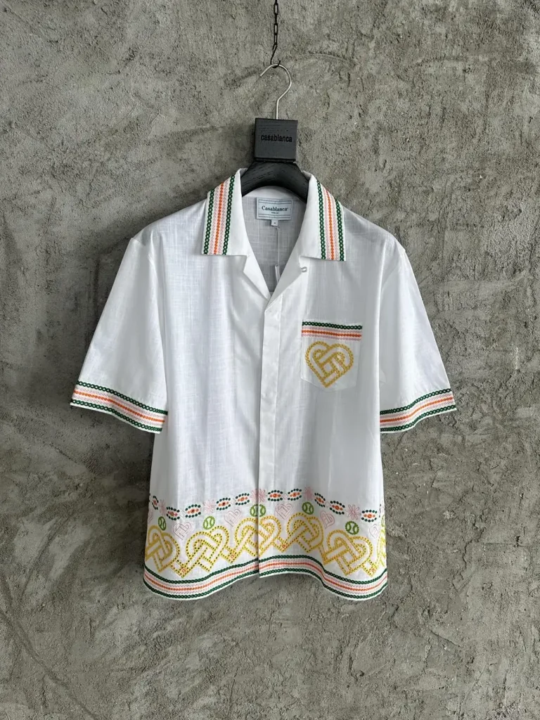 Casablanca 2024SS Linen Blend Embroidered Short Sleeve Shirt #0469