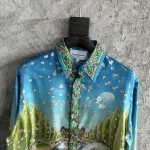 Silk-Feel Printed Long Sleeve Shirt