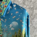 Silk-Feel Printed Long Sleeve Shirt