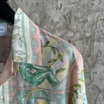 Linen-Feel Printed Short Sleeve Shirt